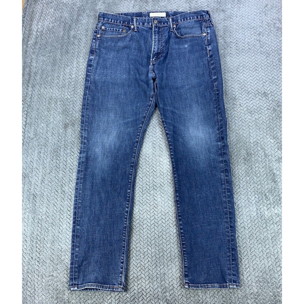 Gap 1969 Slim‎ Stretch Jeans Mens 36x32 Resin Rinse Dark Wash Denim Faded
